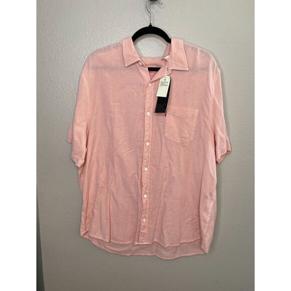 NWT Levi's Mens Pink Button-Up Shirt XXL Cotton Blend collared short sleeve - Picture 1 of 7